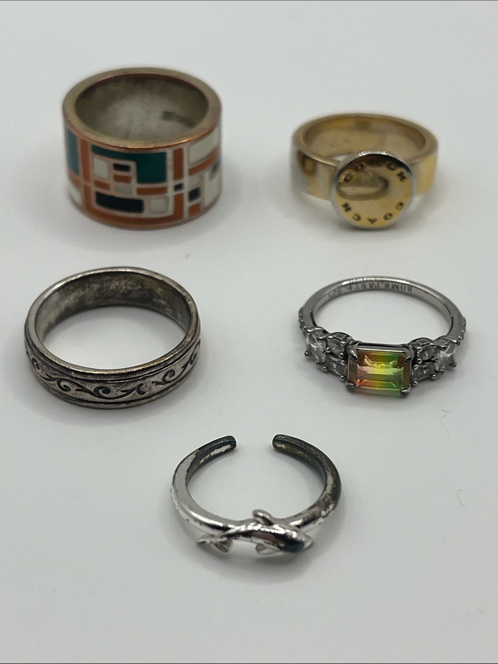 Assorted Mixed Metal Ring Set with Multicolor Stone